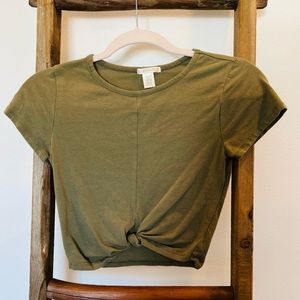 Bozzolo Olive Tied Crop Top